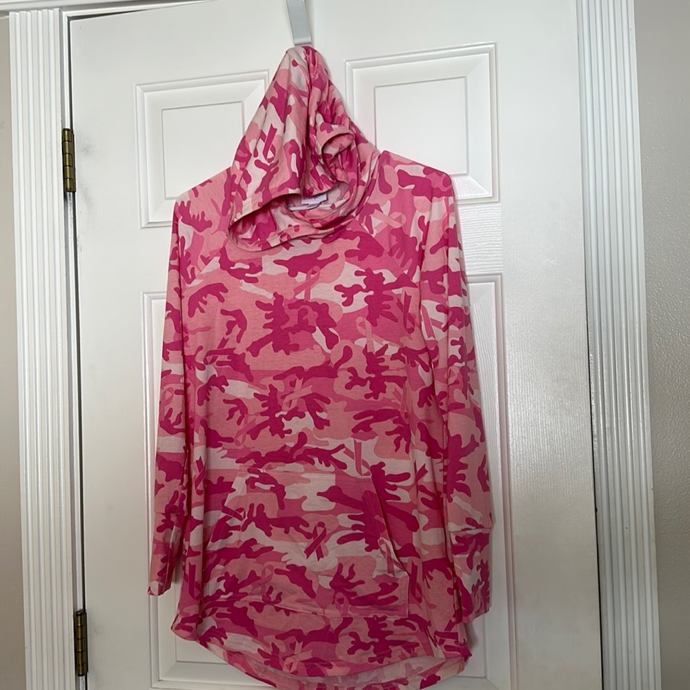 Lula Roe women’s size small cotton breast cancer, pullover hoodie, pink